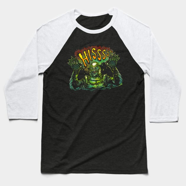 Hissing Gill Man Baseball T-Shirt by JonathanDodd_Draws